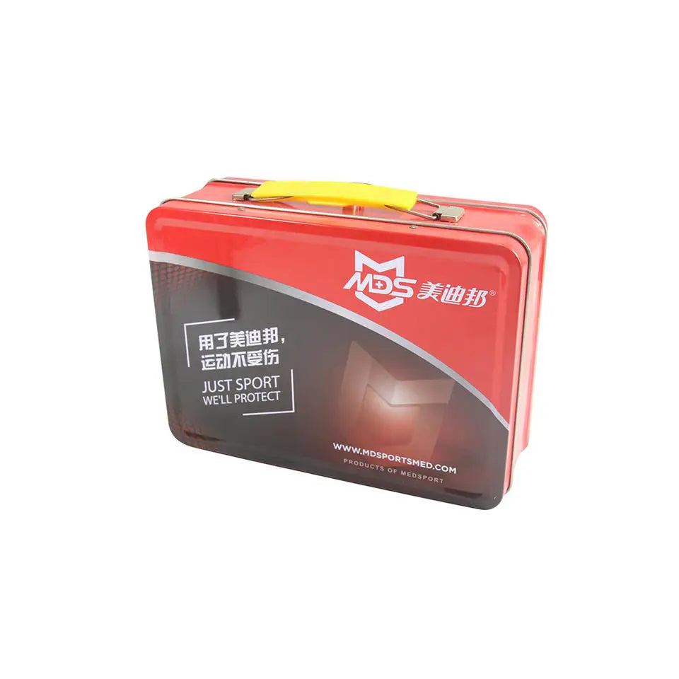 New in 2024  Logo Band Aid Tin Box With Plastic HandleBand-Aid Metal Tin BoxTin Container for Band-Aid