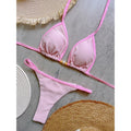 Wholesale Special Fabric Bikini Pearl Solid Color Bikini Sexy Backless Girls Swimsuit