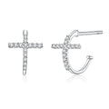 925 Sterling Silver Cross Zircon Stud Earrings for Women Fashion Wedding Engagement Small Earrings Fashion Jewelry SCE755