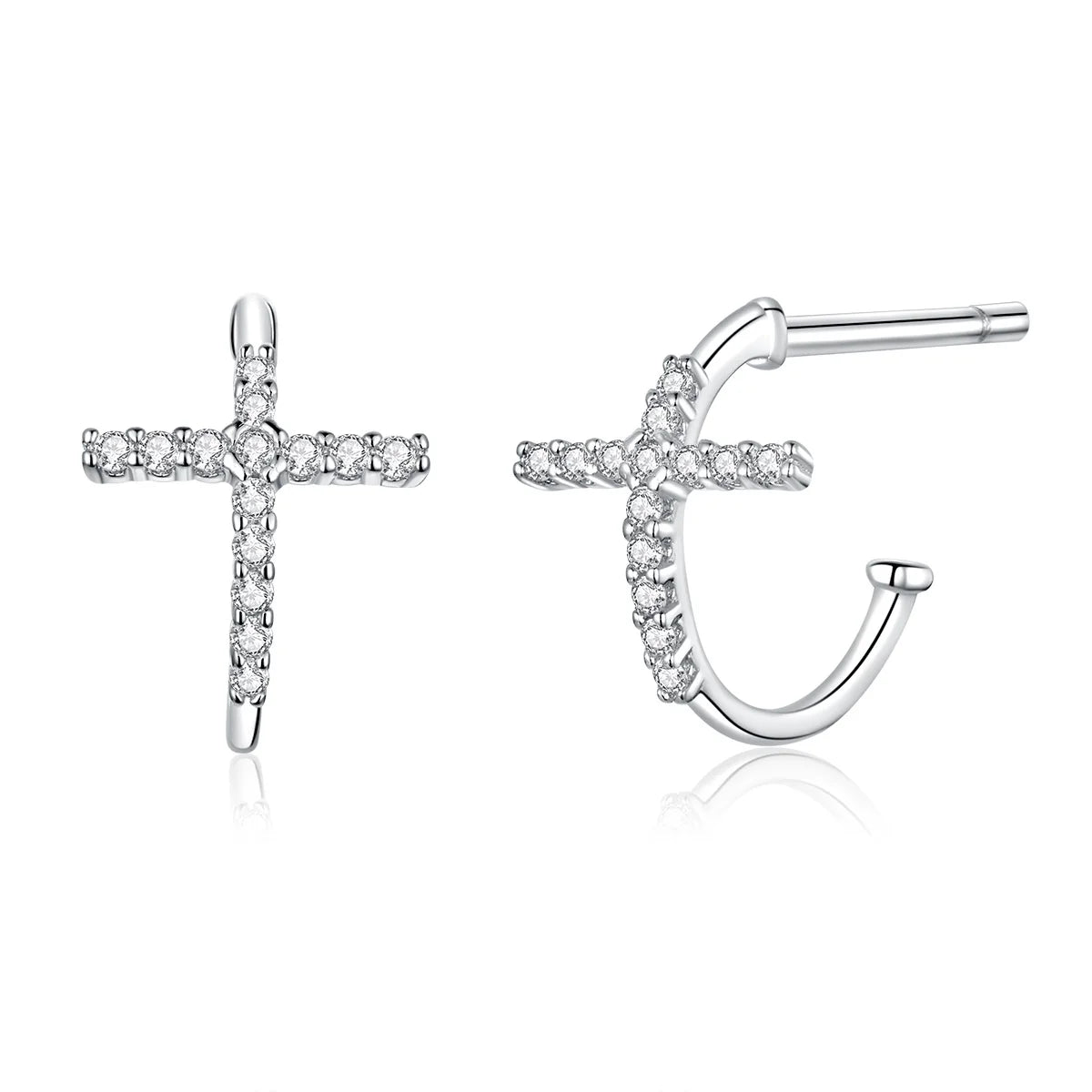 925 Sterling Silver Cross Zircon Stud Earrings for Women Fashion Wedding Engagement Small Earrings Fashion Jewelry SCE755