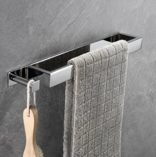 Self Adhesive Black Aluminum Modern Heater Hand Towel Holder Rack Bathroom Towel Hanger Without Drilling Home Hotel