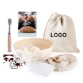 Luxurious 100% Eco-friendly Natural Rattan 9 Inch Wooden Handle Bread Lame Bread Banneton Proofing Basket Set with Cotton Bag