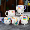 Novelty Ceramic Embossed Hand Painting unicorn Mugs Set With Cute Golden Decal Gift for Women