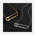 Personalized Hollow English Letter Pendant Stainless Steel Paper Clip Custom Name Necklace Female