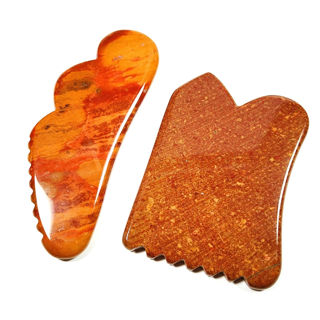 Huiying Popular Mookaite jasper Gua Sha Scraping Massage Tool New Shape Spiky Guastone