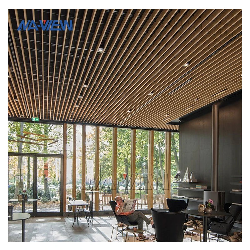 Modern U-Shaped Aluminum Linear Beam Metal Baffle Ceiling Systems Fireproof Soundproof Heat Insulation Hotels Malls Brushed