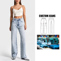 Customizable Brand Women's Straight Jeans Fashionable Heart Design Versatile Casual Street Style Denim Pants
