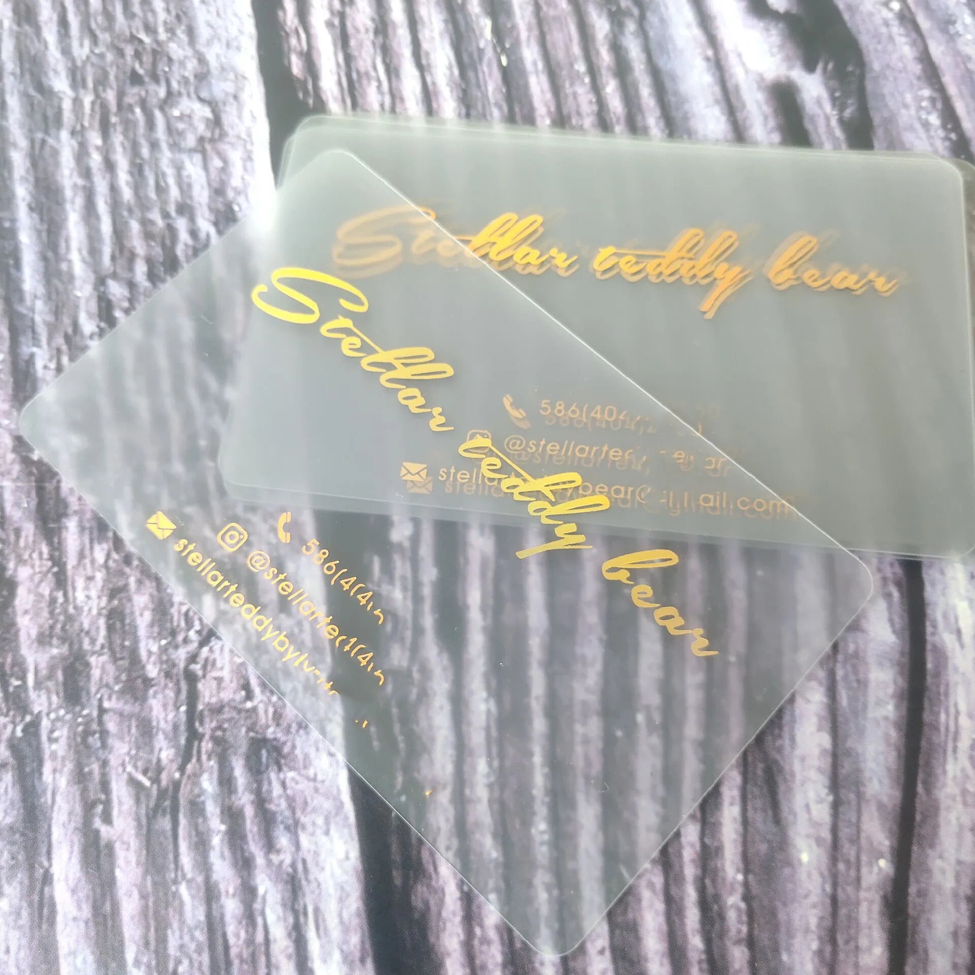 Holographic Neon Transparent PVC Business Cards Foil Print Flash Greeting Cards Gold Silver Hot Stamping Offset Printing