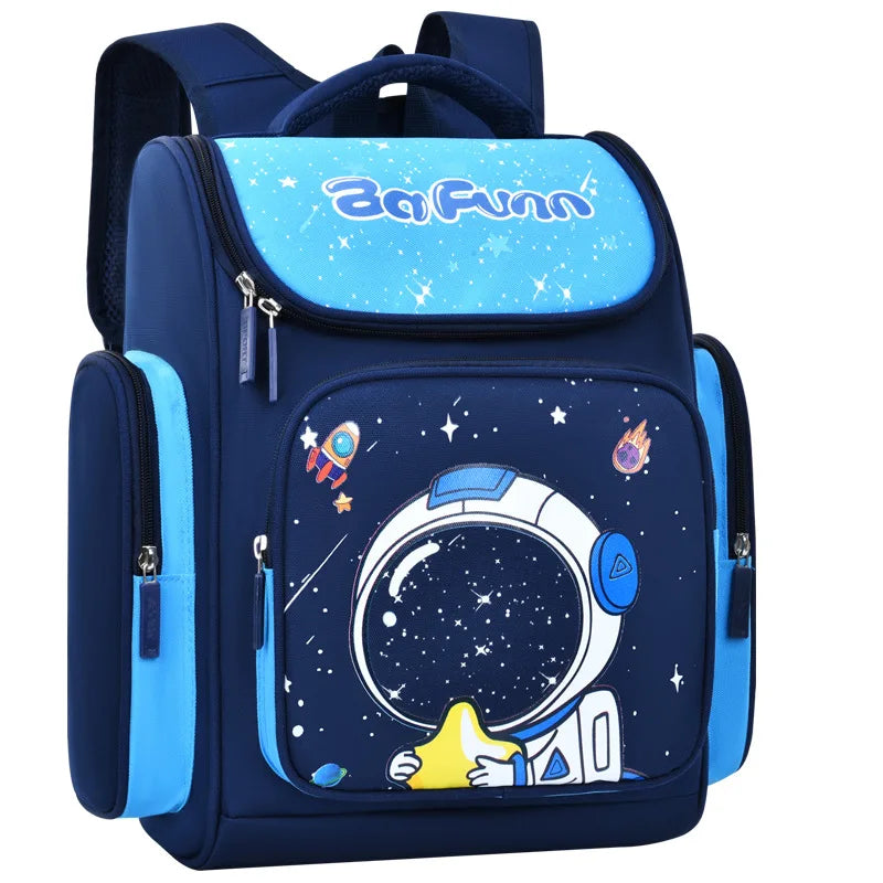 New Cute Cartoon Pattern Red School Backpack for Boys and Girls 1-3-6 Primary Ridge Protection Net Bag for School