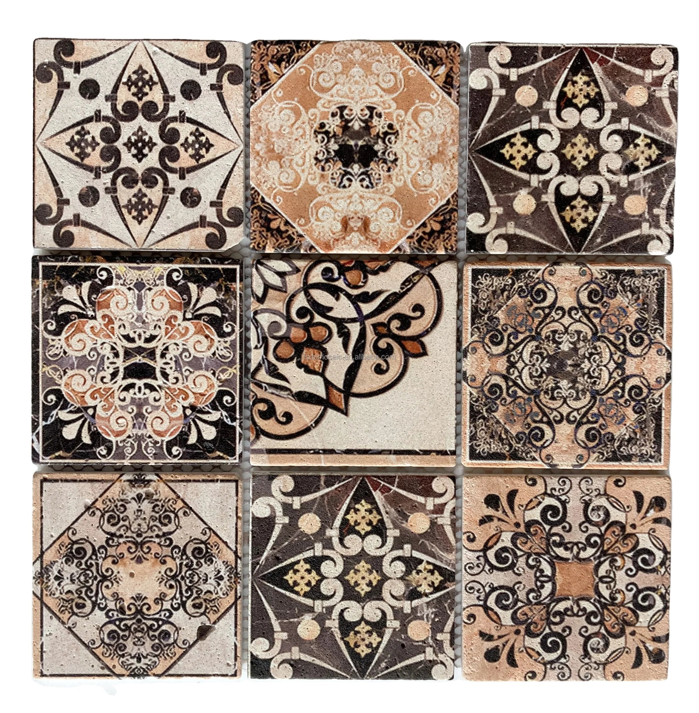 DS Factory Wholesale Square 4''x4'' Travertine Living Room for Floor Bathroom Inkjet Mosaic Tiles in Foshan