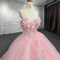 Princess Pink Sweetheart Ball Gown Pearls Quinceanera Dresses for Sweet 15 Girls Jancember 9853-P