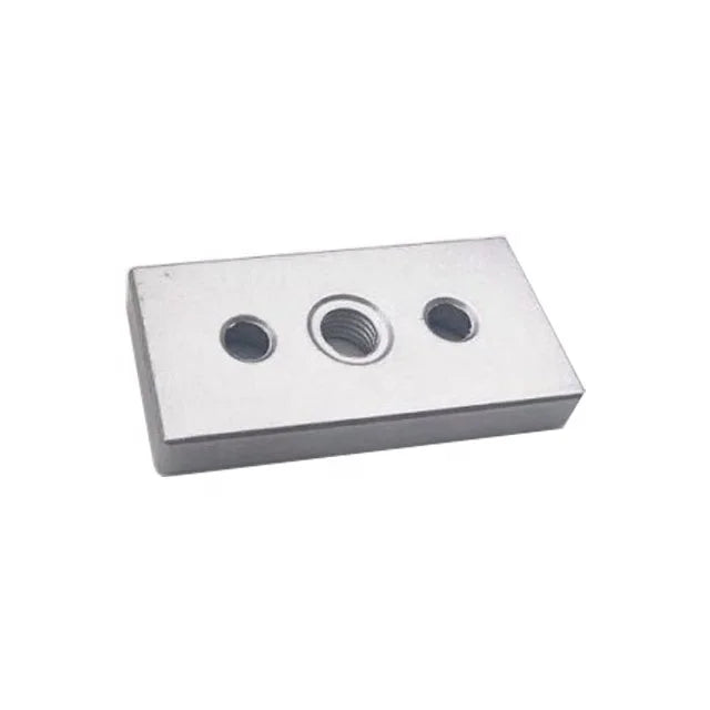 3060 Square Bracket Aluminum Alloy End Base Connector with M12/M14 Thread Fully Threaded Silver Finish