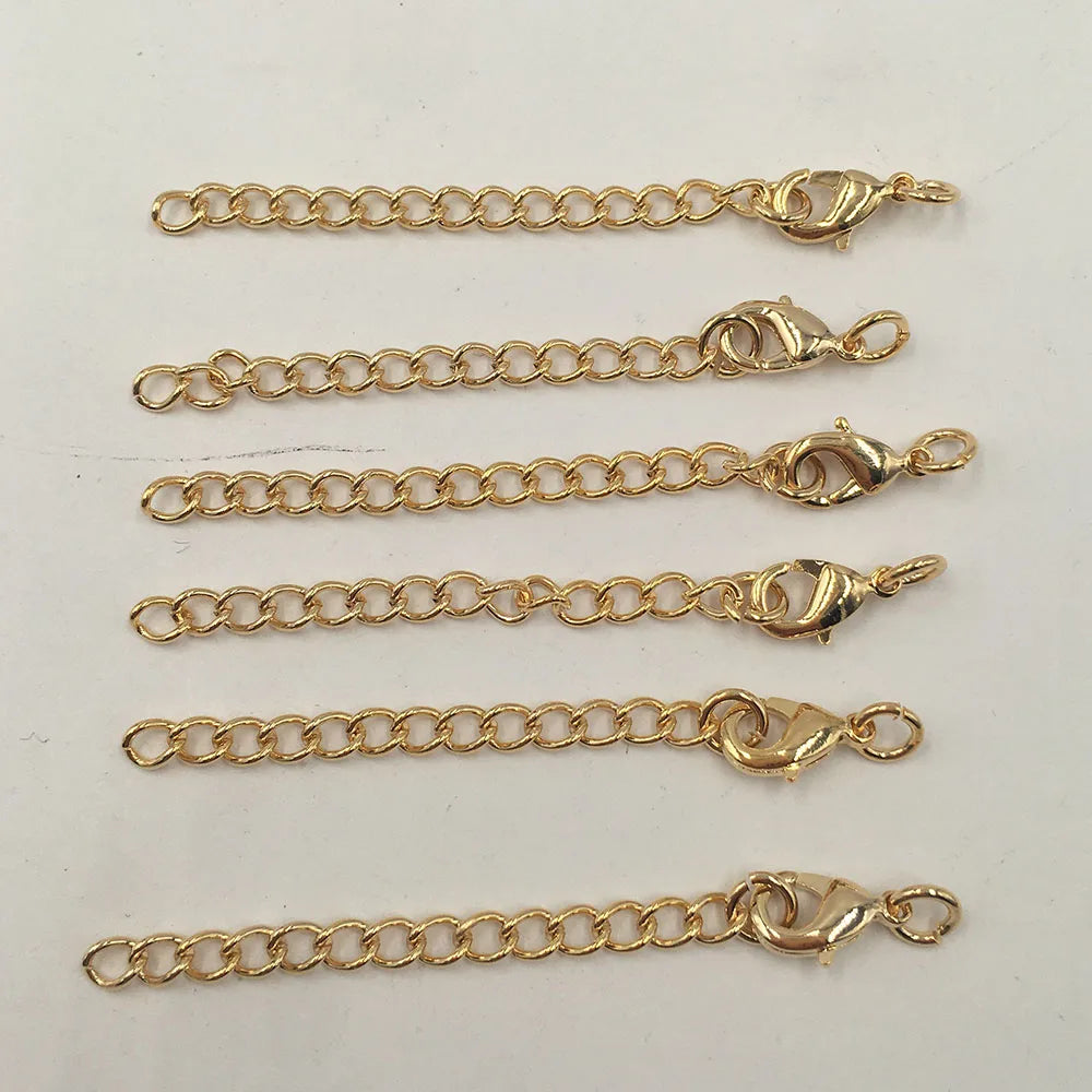 Wholesale 18K Gold Plated Stainless Steel Lobster Cord Ends Clasp Necklace Clasp Extention Chain Jewelry Findings Components