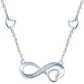 S925 Silver Infinity Hollow Heart Necklace with Diamond Setting Vintage Style Chain for Wedding or Engagement Lover's Gift