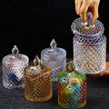 Wholesale 300ml 10oz Luxury Iridescent rainbow Colorful Candy Jars Empty Glass Candle Jar with Lid for Candle Making