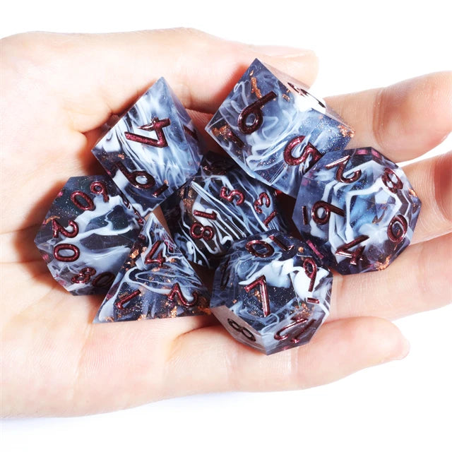 OEM ODM Custom Logo Handmade Resin Dice Set Sharp Edge Polyhedral DND Dice for Dungeons and Dragons Tabletop Game Wholesale