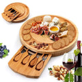 Natural Original Large Modern Bamboo Cheese Board Set with Knives Eco-Friendly Kitchen Accessory for Christmas Presents