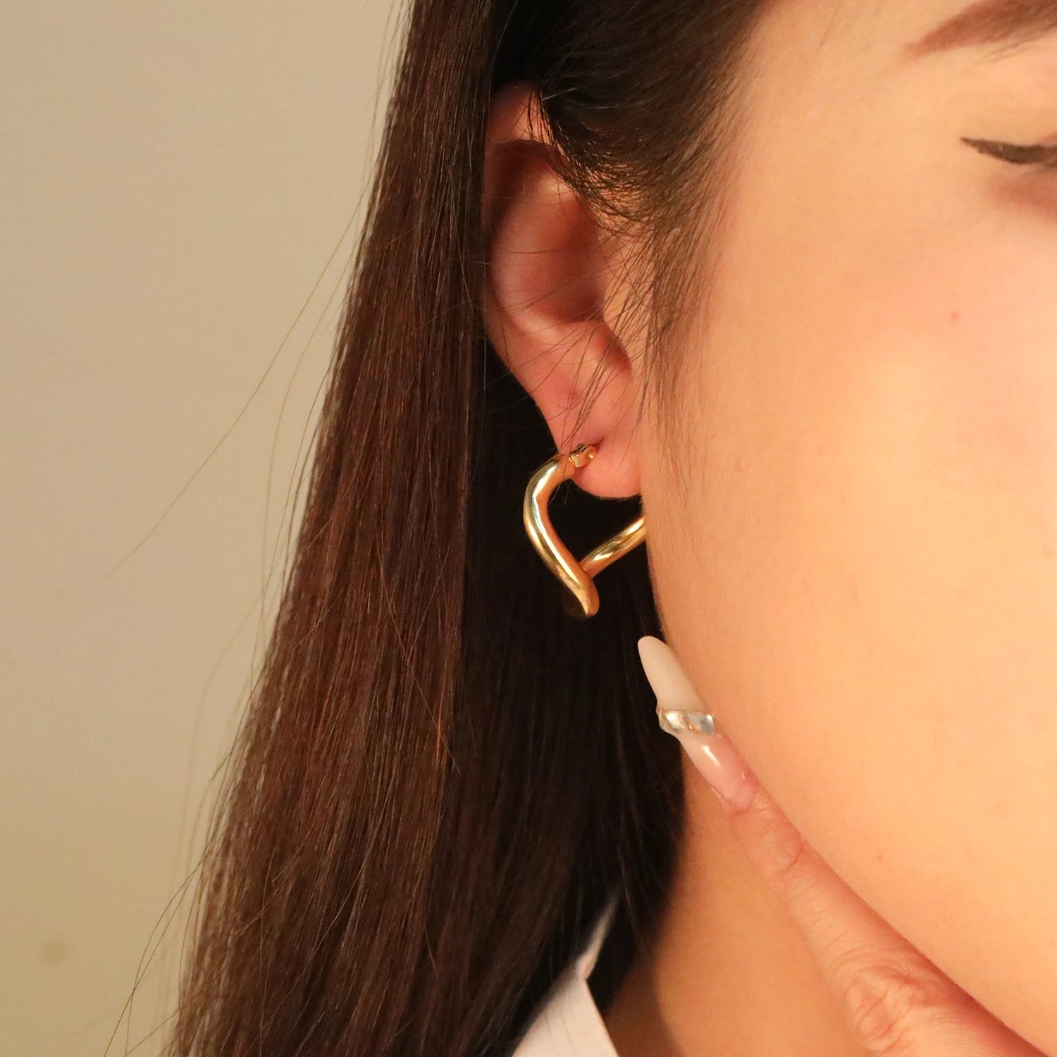 Simple Stainless Steel 18K Gold Plated Tarnish Free Jewelry Molten Wave Large Irregular Chunky Geometric Hoop Earrings for Women