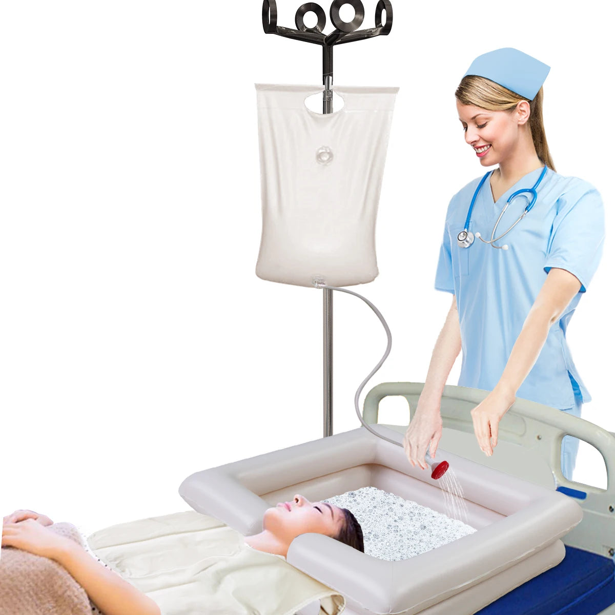 Portable Inflatable Shampoo Basin Hair Washing Bowl for Elderly Disabled Bedridden Handicapped Bedside Use Customized Size