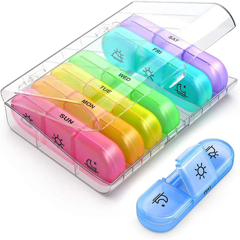 Weekly Pill Organizer 3 Times a Day Large 7 Day Pill Box with Separate Container Portable Pill Case for Medication Vitamins