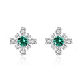 Fashion Jewelry Hypoallergenic Green/Pink Gemstone 925 Sterling Silver Flower Stud Earrings for Women Girls Birthday Gifts