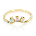 Gemnel Latest Design Sterling Silver 18k Gold Vermeil 0.1 Microns Oval Opal Band  Ring Set