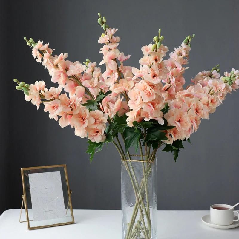 F08-2 Wholesale New Style Long Stem Colorful Artificial Flower Real Touch Silk Delphinium Flower for Wedding Home Decoration