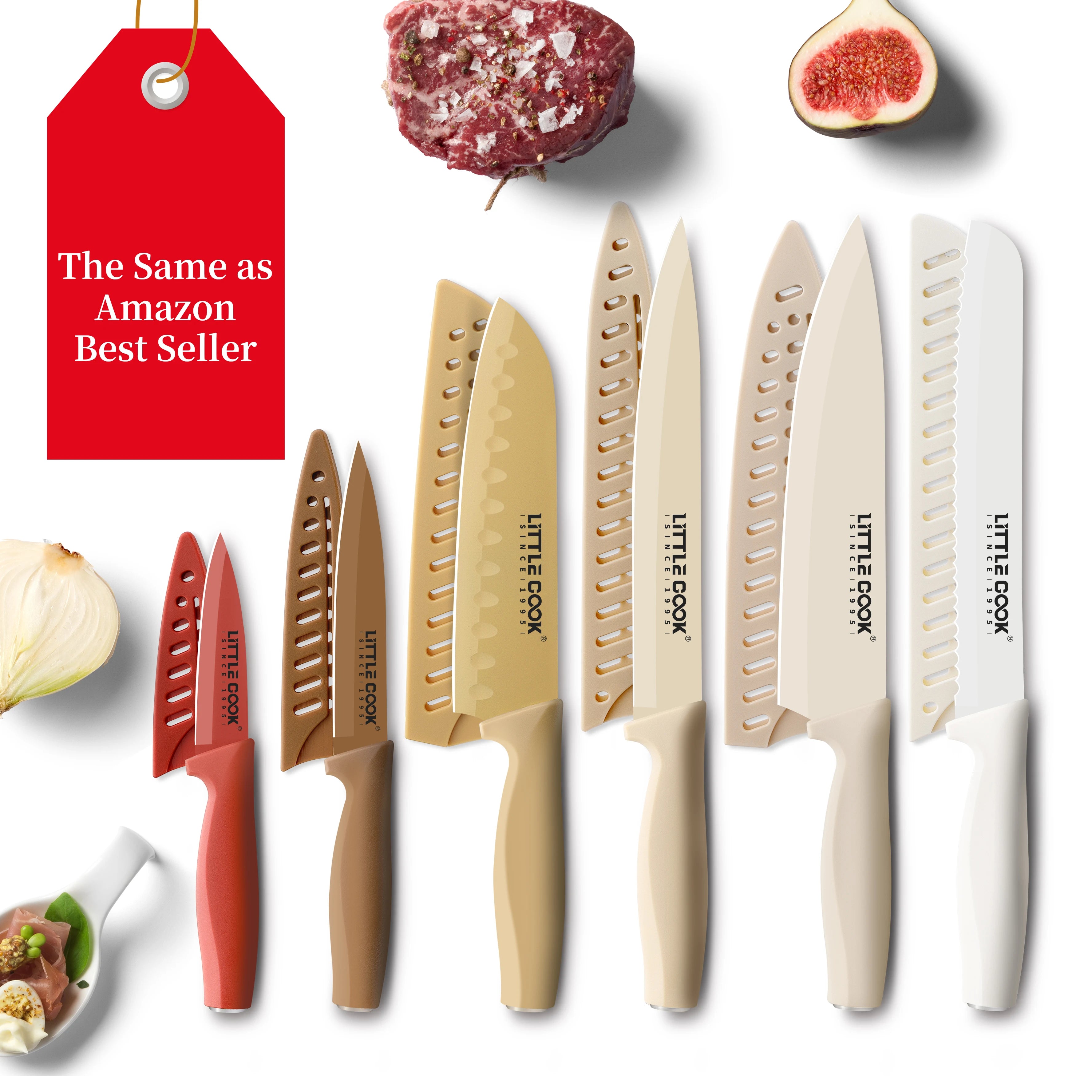 6PCS Stainless Steel Kitchen Chef Knife Set with Protective Cover for Home and Kitchen