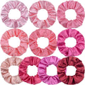 Wholesale Custom 10pcs Pack  Blue Pink Satin Scrunchies Popular Elastic Hair Ties for Women Girl's