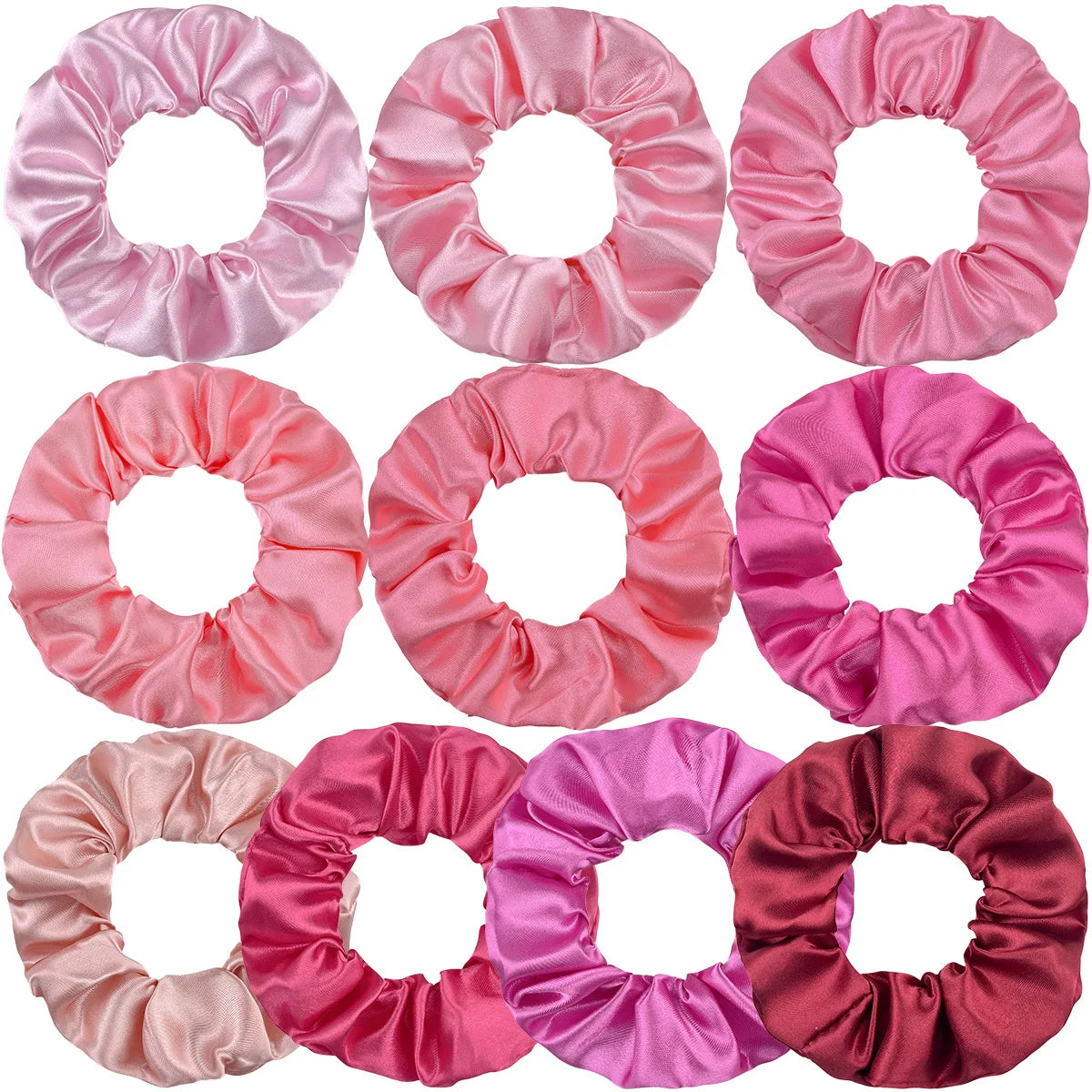 Wholesale Custom 10pcs Pack  Blue Pink Satin Scrunchies Popular Elastic Hair Ties for Women Girl's