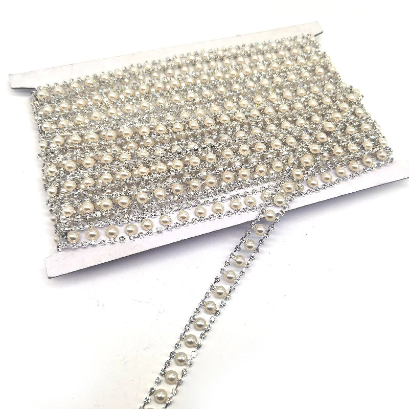 Crystal Rhinestone Chain Trimming Bridal Sash Rhinestone Trimming Beaded Pearl Crystal Trims