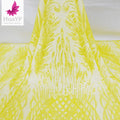 HY1723 Exquisite Embroidered Tulle Yellow Lace Fabric With Sequins Materials Wholesale Party Dresses Fabric