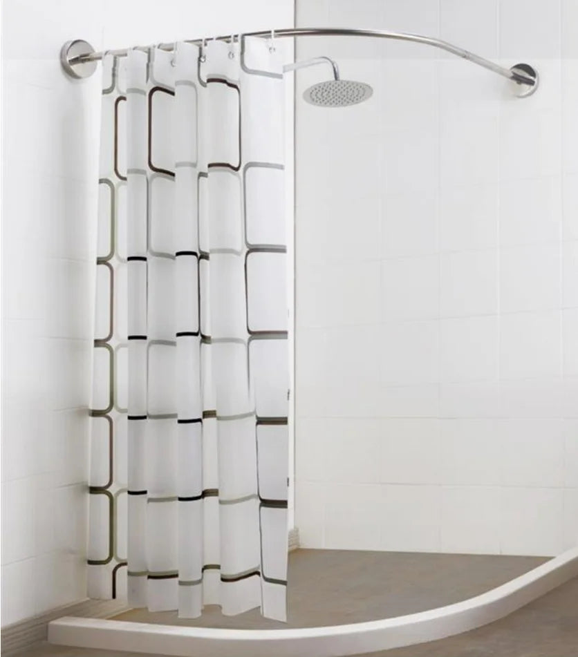 High Quality Chrome Stainless Steel Curved Shower Curtain Poles Waterproof Eco-Friendly 110-200cm for Bathroom SANITREND Hot