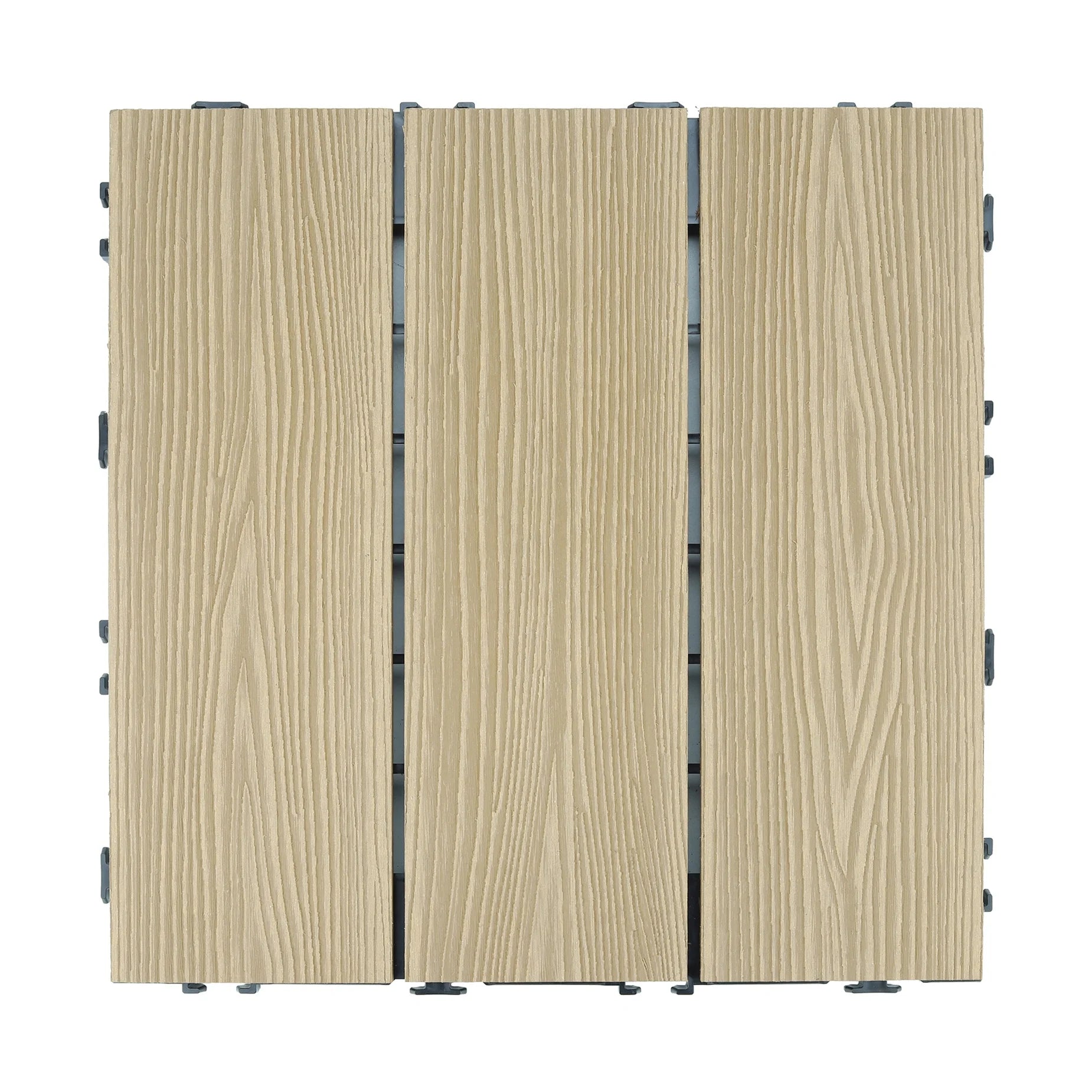 Domi Louvered Interlocking Deck Tiles Outdoor Flooring 12"X12" Deck Tiles WPC Interlocking Tile Outdoor All Weather Use