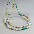 Real Gold Plated Turquoise Natural Stone Colorful Y2K Trendy Fresh Water Pearl Necklace for Teen Girls
