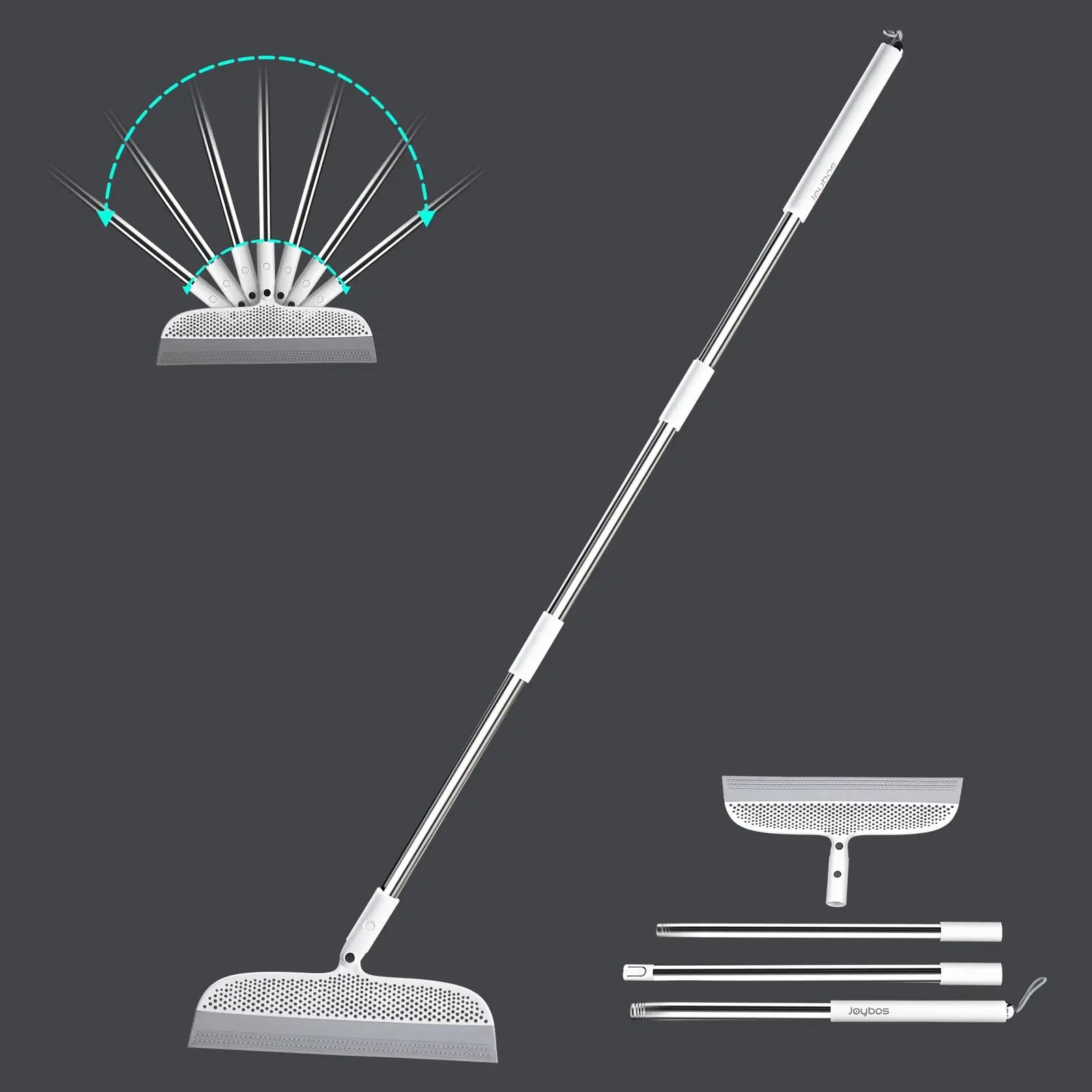 JOYBOS 50-inch Magic PP Lengthened Floor Cleaning Squeegee with Aluminum Dustpan for Pet Hair Dust Bathroom Wiping Household Use