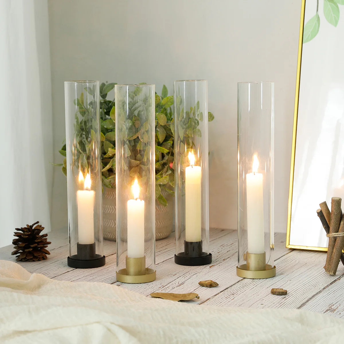 Creative European Borosilicate Glass Hand Blown Heat Resistant Reusable High Quality Lantern Candle Holders for Weddings Home