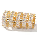 Hip Hop Eternity Brass Alloy baguette Diamond Ring Gold Jewelry Finger Rings