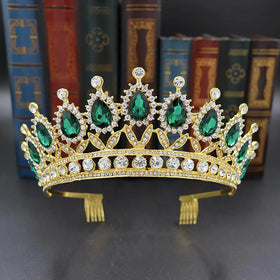 Queen Crown Hair Combs for Bride Baroque Princess Wedding Headwear Alloy Pageant Crown