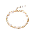 18k Real Gold Double Natural Freshwater Baroque Pearl Retro Elegant Adjustable Bracelet for Women