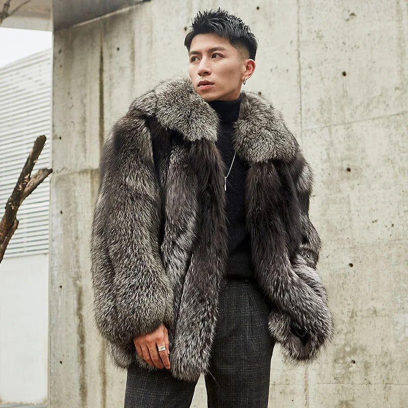 Custom Style Men Coats Winter and Autumn Abrigos Para Hombre Winter Coat Long Grey Faux Fur Coat Men