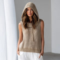 Women's Lightweight Sleeveless Hooded Knit Sweater Vest Casual Autumn/Summer Style with Lined Design Versatile Layering