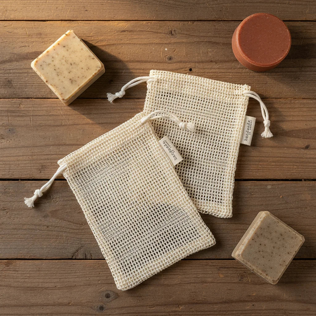 Reusable Organic Cotton Net Bags with Drawstring Cotton Mesh Bag