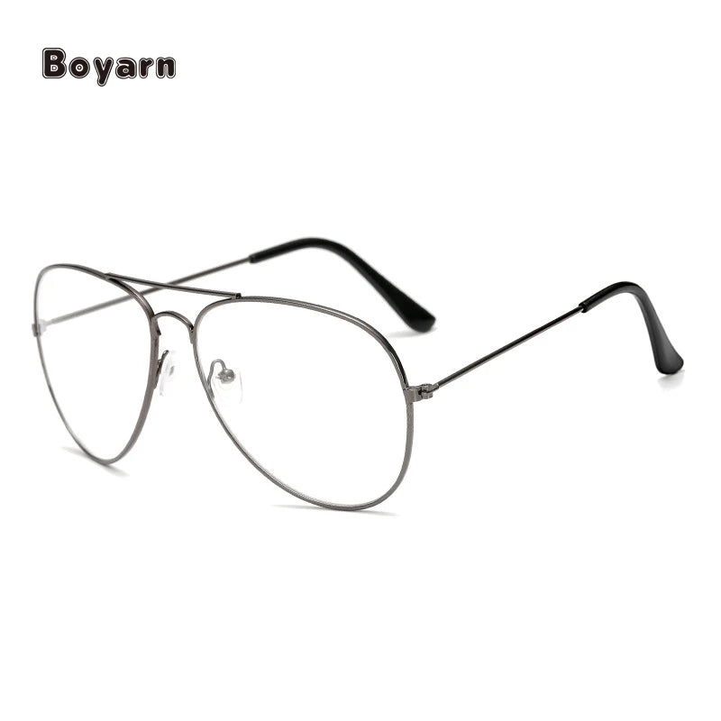 Boyarn Metal Frame Sunglasses Classic Optics Eyeglasses Transparent Clear Lens Women Men Glasses Optical Pilot Style Eyewear