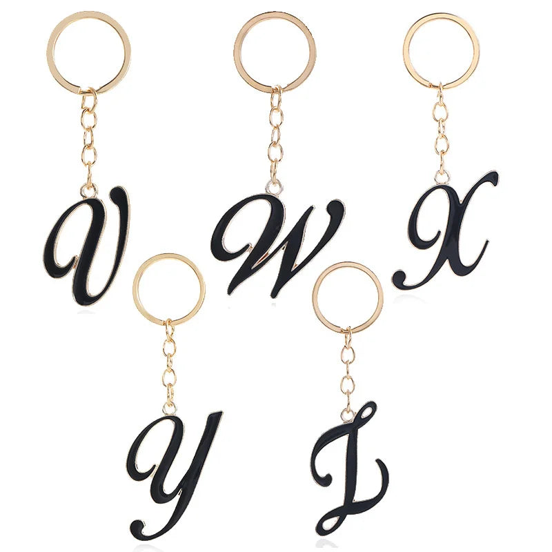 Alloy Word Charm 26 Alphabet Lettering Keyring Letter Character Key Chain Ring Initial Pendants Letter Metal KeyChain