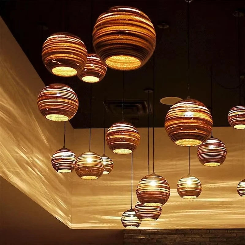 Chinese Paper Honeycomb Pendant Lights Cardboard Personalized Living Room Dining Room Clothing Hanging Lamp Home Decor Luminaire