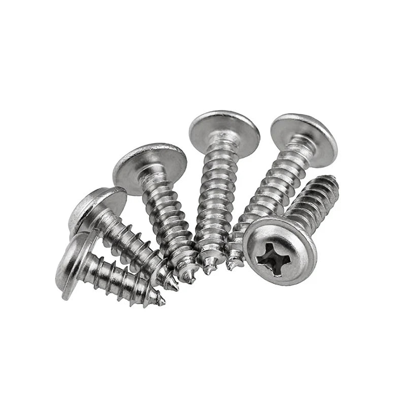 PWA2*5 Stainless Steel Nickel Plated Pan Head Self Tapping Screws with Medium Pointed Tail for Electronic Toy Cars (Inch)
