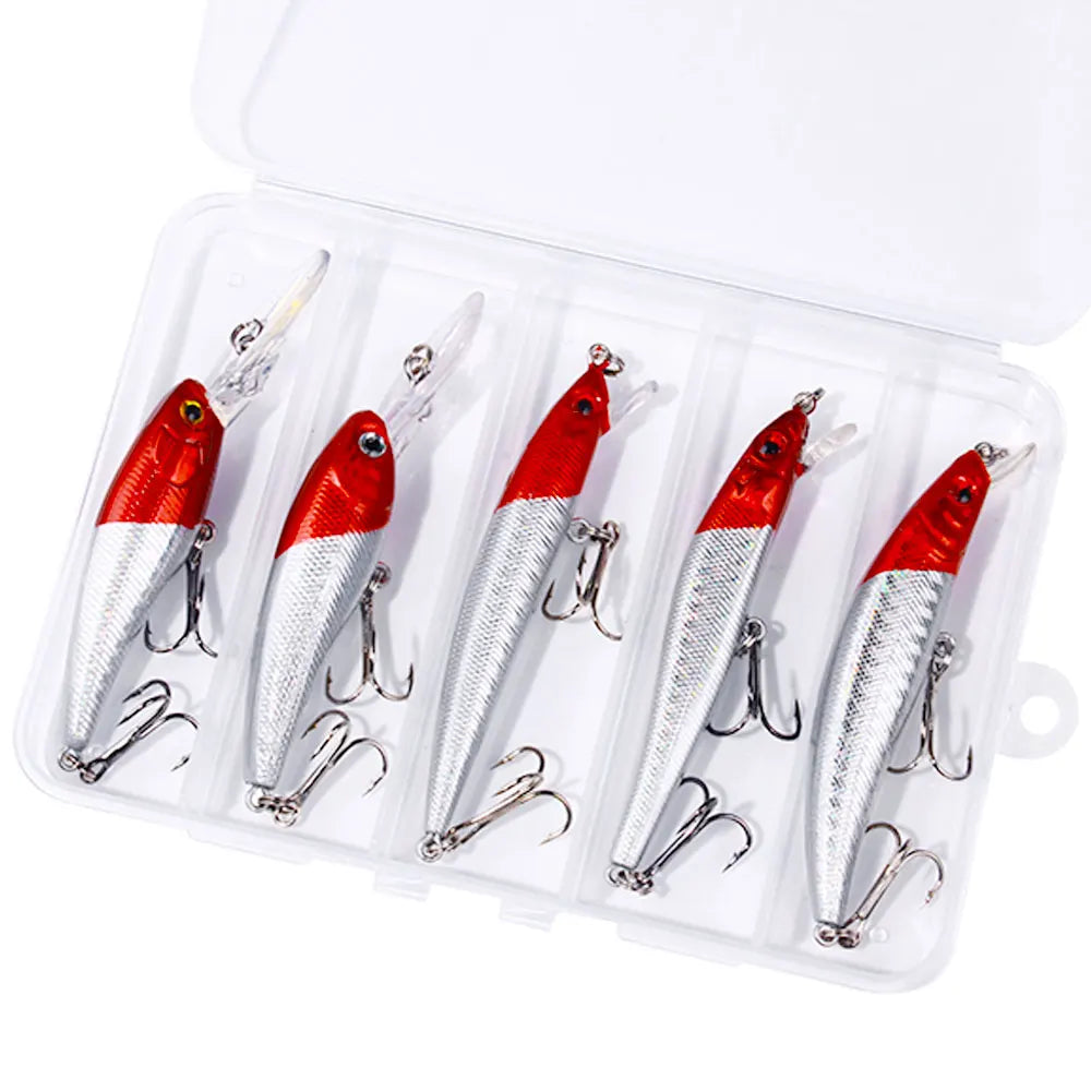 5pcs/box Mixed Colors Fishing Lure Set Crankbait Minnow Lure Kit Hard Bait Fresh Water Bass