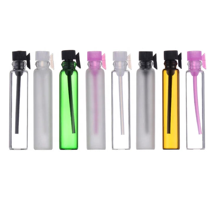 Clear Amber 30ml Perfume Samples Vials Tester with Plastic Stick Custom Logo Screen Printing Cosmetic Packaging