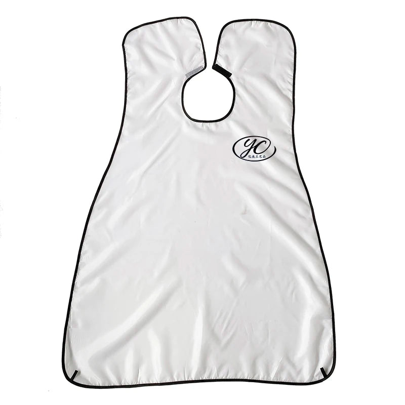 Adjustable Neck White Nylon Waist Waterproof Beard Apron for Shaving Cleaning with Suction Cups